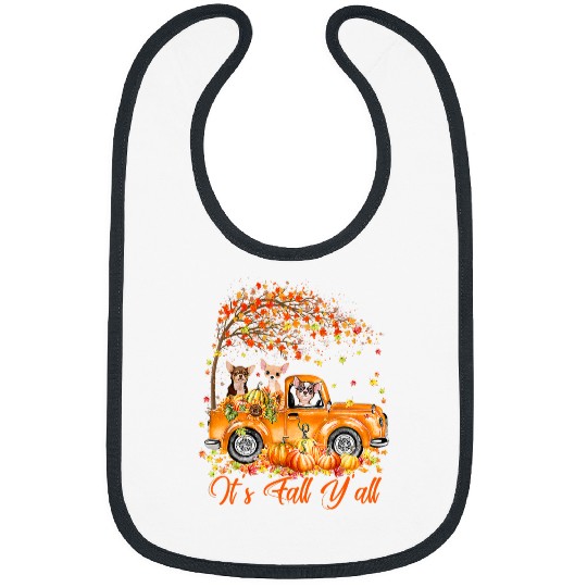 Chihuahua Pet Its Fall Yall Chihuahua Riding Truck Pumpkin Autumn Fall112 Bibs