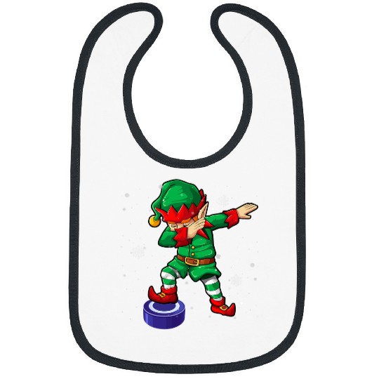 Sport Hockey Dab ELF Ice Hockey Player Christmas Pajama Elves Holiday Bibs