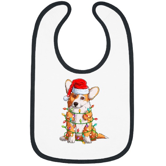 Corgi Pet Dog Funny Corgi Santa Hat Christmas Lights Pajamas Kids xmass 257 Bibs