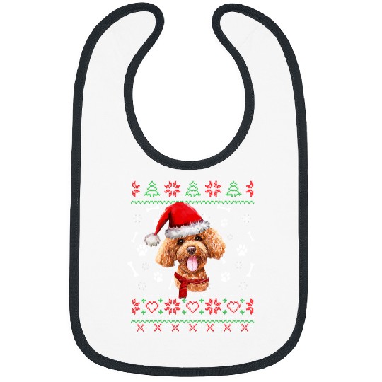 Poodle Pet Ugly Sweater Christmas Poodle Dog Santa Hat Pajama xmass 27 Bibs