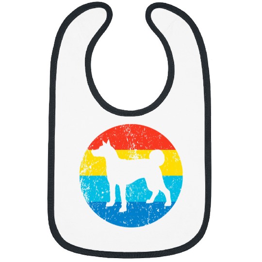Basenji Pet Dog Basenji Breed Silhouette Retro 1970s Circle 3 Bibs