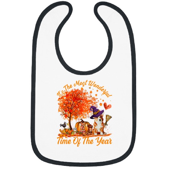Corgi Pet Dog Its The mosts Wonderful Time Cute Corgi Fall Thanksgiving 627 Bibs