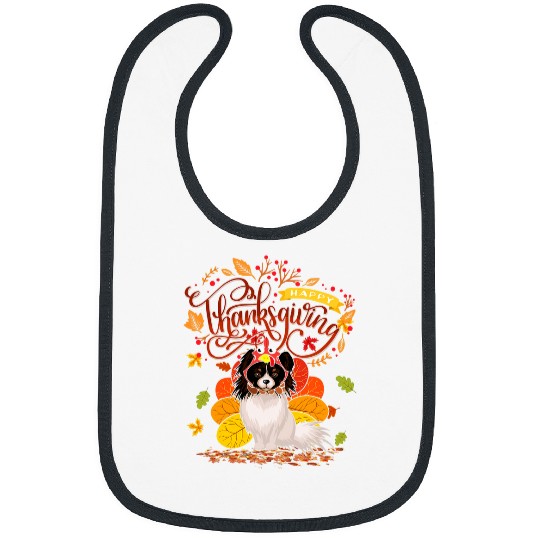 Papillon Pet Turkey Papillon Dog Lover Fall Autumn Thanksgiving Bibs