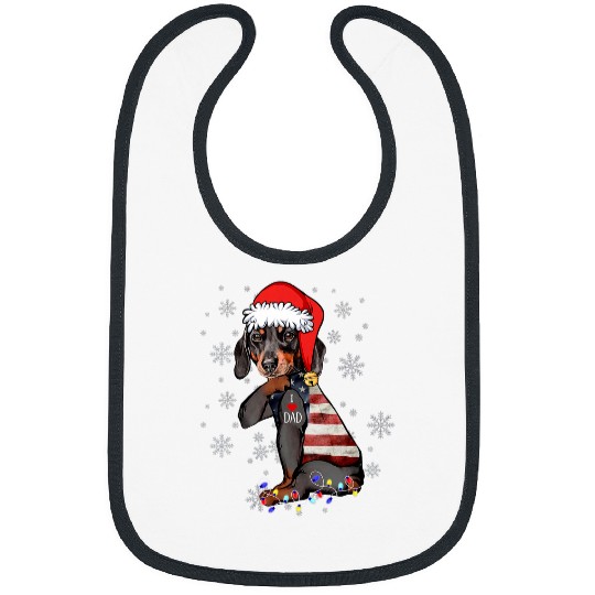 Dachshund Pet Santa Claus Christmas Love Dad Tattoo Xmas Bibs