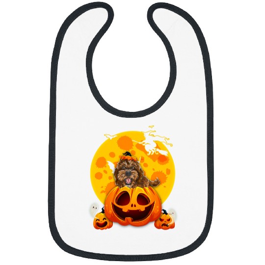 Cockapoo Pet Funny Cockapoo Dog Pumpkin Witch Hat Pets Halloween Costumes Bibs