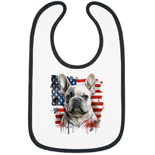 French Bulldog Pet with the American Flag 3 Bibs