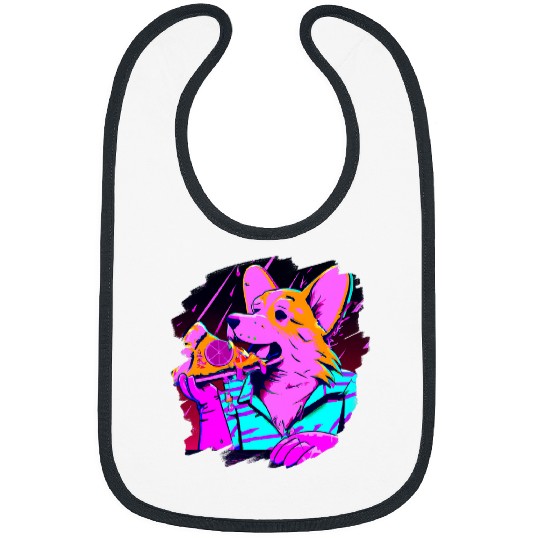 Corgi Pet Dog Eating Pizza Funny Cool Corgis Pizza Bibs