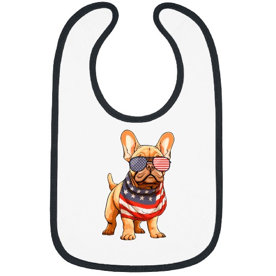 French Bulldog Pet USA American Flag Sunglasses 4th of July Bibs