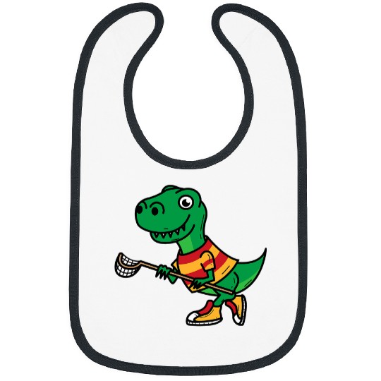 Sport Lacrosse Dino Dinosaur Playing Lacrosse Cool Dino Team Sport Gift Bibs