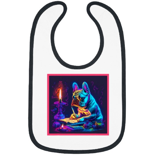 French Bulldog Pet writing under candle light Bibs