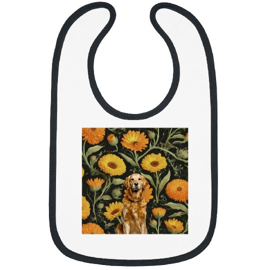 Golden Retriever Pet Calendula Orange Bon Bon Summer Flower Bibs