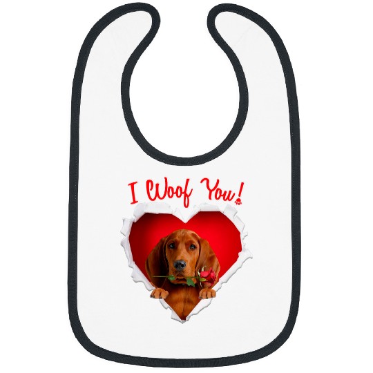 Coonhound Pet I Woof You Redbone Coonhound Dog Lover Valentines Day Couple Bibs