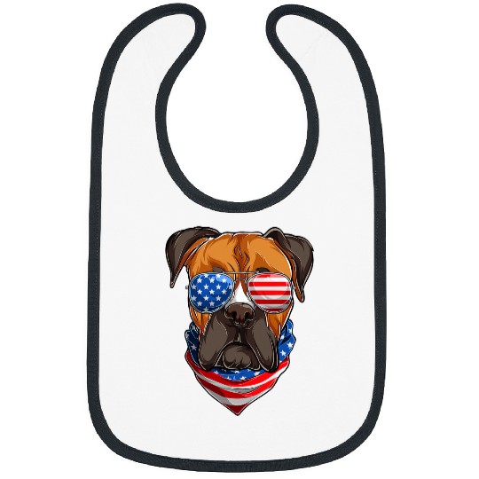 Boxer Pet American Flag Boxer s Fourth Of July Poppy Lover Bibs
