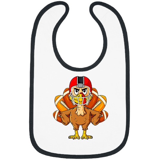 Sport American Football Thanksgiving Turkey Football Player Funny Bibs