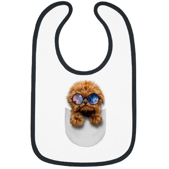 Poodle Pet T Brown Poodle Puppy Space Galaxy Glass Pocket Dog Bibs