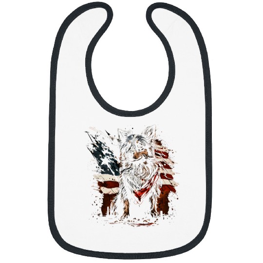 Australian Shepherd Pet American Flag Patriotic Australian Shepherd Dog 4th Of July Bibs
