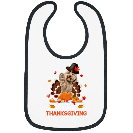 Labradoodle Pet Funny Pilgrim Labradoodle Dog Turkey Happy Thanksgiving Day Bibs