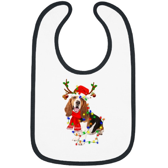 Basset Hound Pet Christmas Light Merry Christmas Winter Gift Bibs