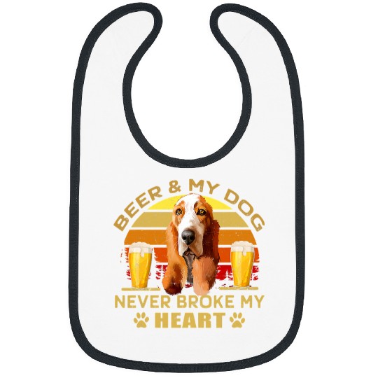 Basset Hound Pet Beer Dogs 365 Beer 2Basset Hound Dog Never Broke My Heart132 Bibs