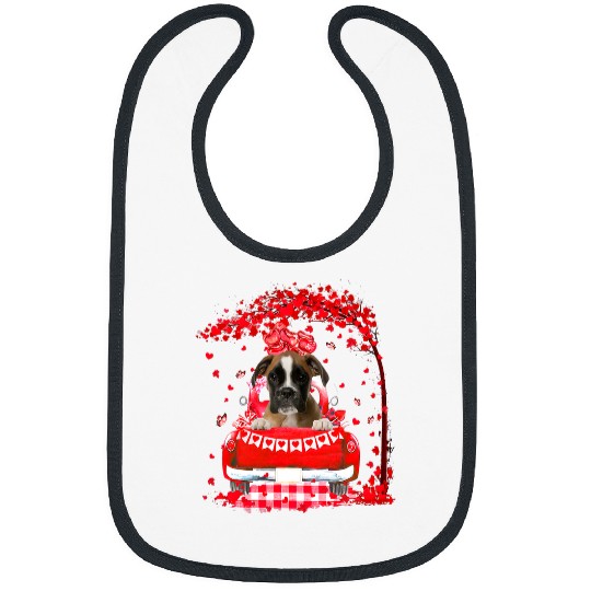 Boxer Pet Cute Red Truck Boxer Valentines Day Costume Boy Girl Bibs