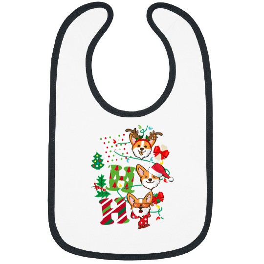 Corgi Pet Dog Funny Welsh Corgi Christmas Light Santa Corgi Snowflake 244 Bibs