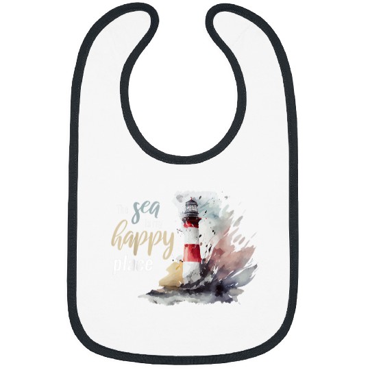 The Sea Is My Happy Place I Beach Lighthouses Coast Summer 2 Bibs