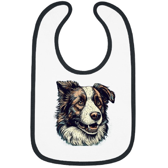 Border Collie Pet Vintage Border Collie Art design Handcrafted Bibs