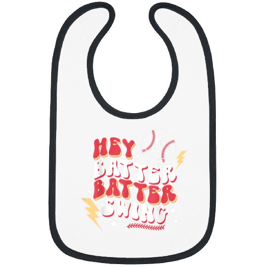 Sport Baseball Hey Batter Batter Swing Funny Baseball Pitcher Bibs