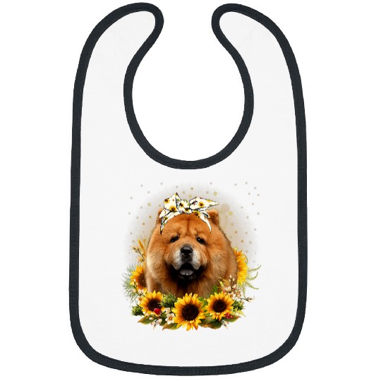 Chow Chow Pet Sunflower Chow Chow Dog Mothers Day For Women Bibs