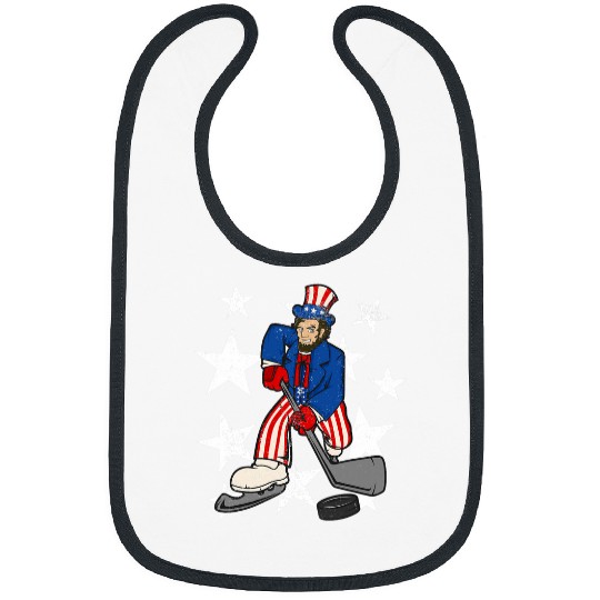 Sport Hockey Abraham Lincoln Playing Hockey Funny 4th of July Hockey Bibs