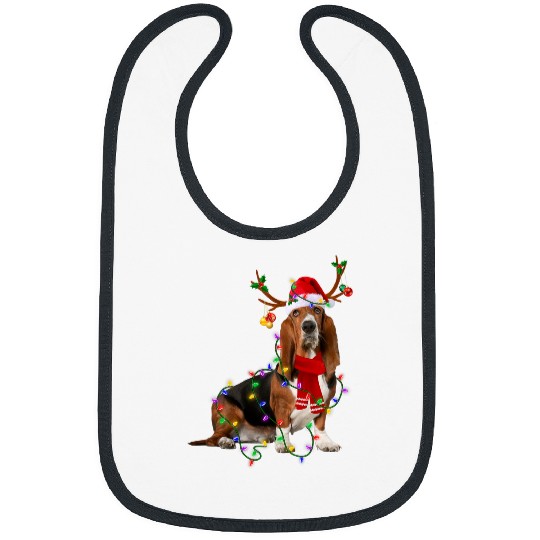 Basset Hound Pet Christmas Lights xmass Matching Family Dog Lover 23 Bibs