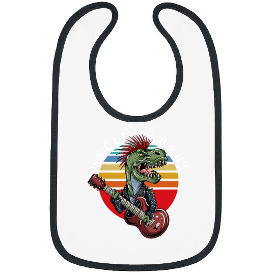 Funny Guitar Uncle Dino TRex Guitar Player Guitarist Aunt Niece Nephew Bibs