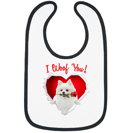 Pomeranian Pet I Woof You Pomeranian Dog Lover Valentines Day Couple Bibs