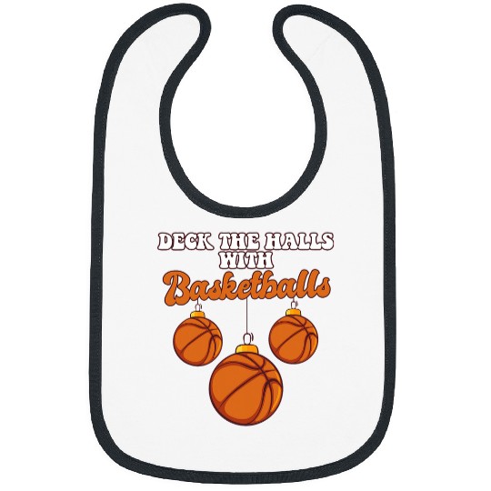 Sport Basketball Player Coachs Christmas Balls Deck The Halls Xmas Bibs