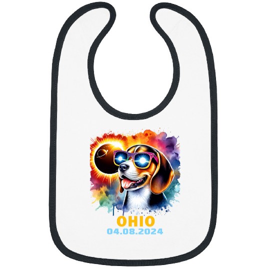 Beagle Pet Ohio Total Solar Eclipse 2024 Beagle Dog Colorful Bibs