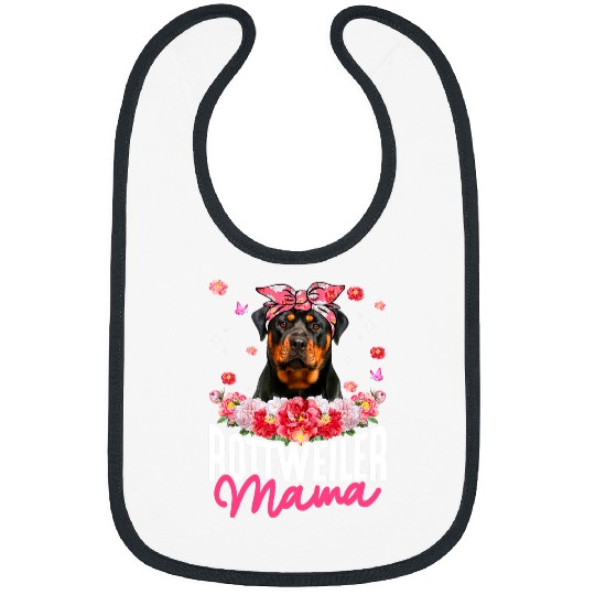 Rottweiler Pet Mama Flower Bandana Dog Lover Mothers Day Bibs