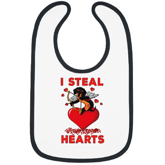Dachshund Pet Valentines Cute Cupid Doxie I Steal Hearts Men Bibs