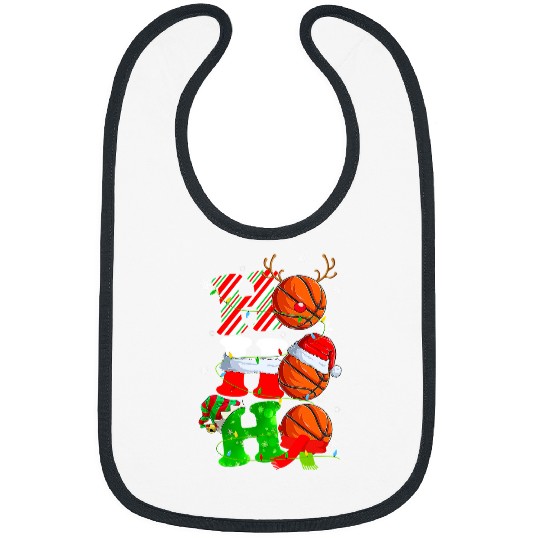 Funny Basketball Christmas Funny Ho Ho Ho Basketball Pajama Santa Lover 207 Bibs