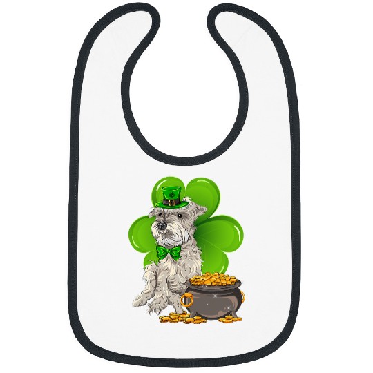 Schnauzer Pet St Patricks Day Schnauzer Shamrock Pet Bibs