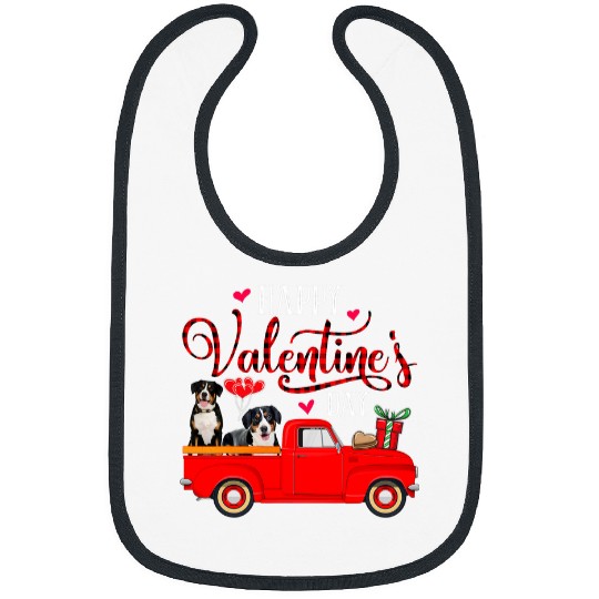 Entlebucher Pet Happy Valentines Day Plaid Red Truck Entlebucher Mountain Bibs