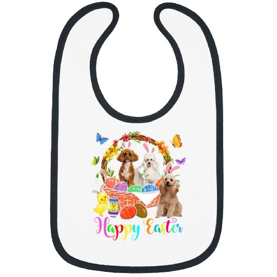 Poodle Pet Three Bunny Poodle Dogs In Easter Eggs Basket Bibs