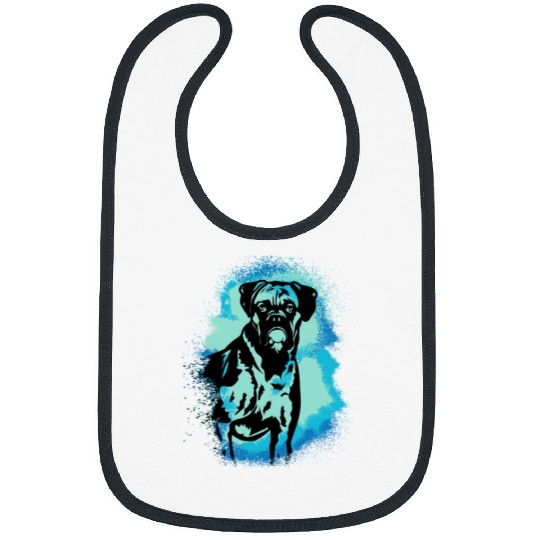 Boxer Pet Paint Blue Design Dog Mom Dad 2 Bibs