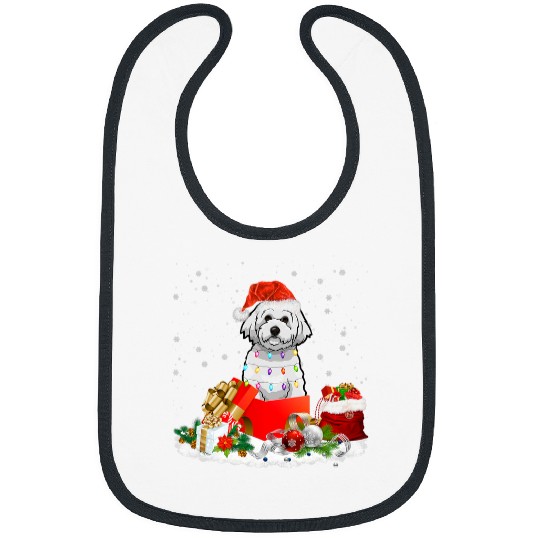 Bichon Pet Frise Funny Bichon Frise Dog Santa Hat Christmas Cute Tee Bibs