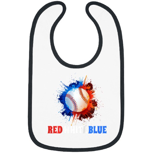 Sport Baseball Kids Baseball 4th Of July American Flag Red White Blue Splash USA Bibs