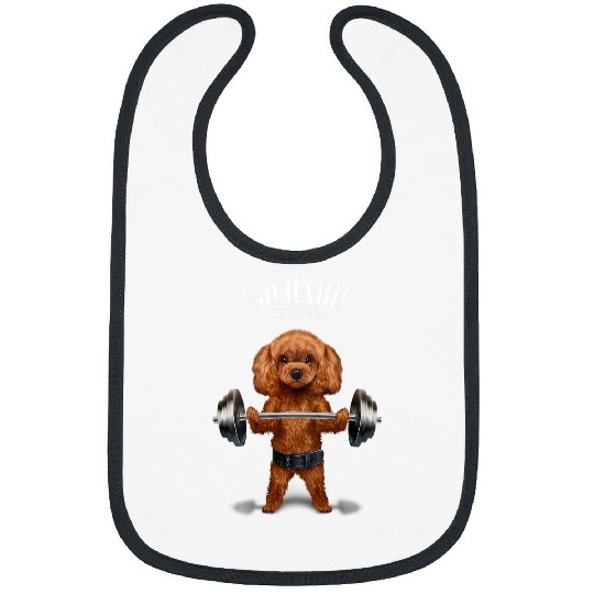 Poodle Pet Tan Poodle Dog Weightlifting in Fitness Gym Bibs