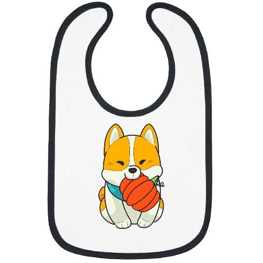 Corgi Pet Dog Eating Pumpkin Lazy DIY Halloween Costume Cute Dog 342 Bibs