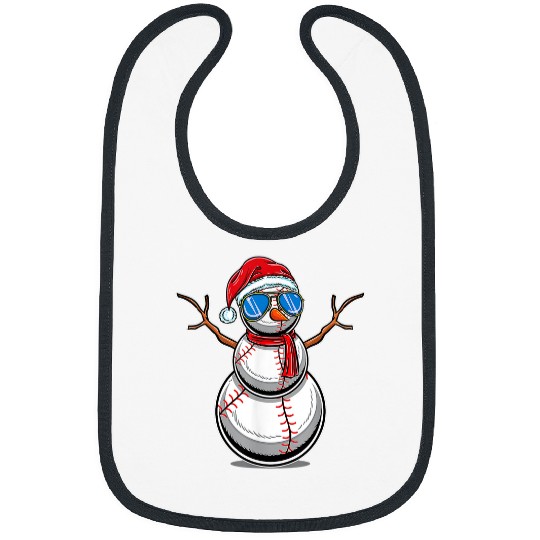 Sport Baseball Christmas in July Summer Baseball Snowman Party Gift Bibs