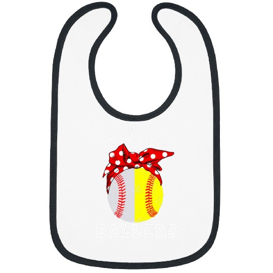 Sport Baseball Mom Of Both Baseball Softball Mom of Ballers Bibs