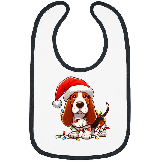 Basset Hound Pet Christmas Santa Costume For Lover Bibs