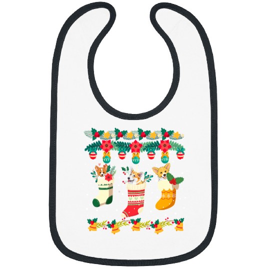 Corgi Pet Dog Christmas Socks xmass Lights Pajama Matching Family 434 Bibs